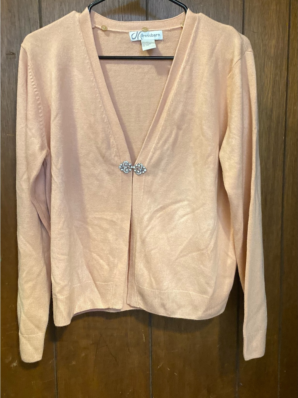 Dress Barn Rose Pink Knit Cardigan with Decorative Button